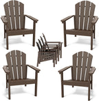 Adirondack Chair Set of 4, All Weather HDPE Fire Pit Chairs, Oversized Plastic Adirondack Chair for Outdoor, Balcony, Deck, Backyard, Patio, Garden, Poolside, Lawn Coffee