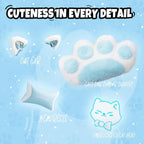 Ergonomic Kawaii Desk Chair with Cat Paw Lumbar Cushion and Cat Ears, Cute Pink Computer Chair with Footrest, PC Video Anime Gaming Chairs Recliner for Kids, Girls, Teens (Blue, Cat Chair)