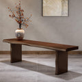 Solid Wood Bench Farmhouse Entryway Bench ，1.9 inches Thick Entryway, Bedroom, Living Room Accent, Solid Wooden Slab, Rustic Furniture, Wood with Clear Coat,Walnut (W70.9 X H17.7 X D12.6)