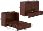 AFI Hamilton Full Murphy Bed Chest with Mattress, Storage, and Built-in Charger in Walnut