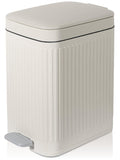 rejomiik Small Bathroom Trash Can with Lid Slim Soft Close Garbage Can Step Wastebasket Container Trash Bin for Office Bedroom Kitchen Living Room (1.9 Gallon Cream)
