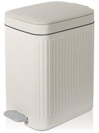 rejomiik Small Bathroom Trash Can with Lid Slim Soft Close Garbage Can Step Wastebasket Container Trash Bin for Office Bedroom Kitchen Living Room (1.9 Gallon Cream)