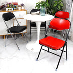 Folding Chair, Leather Padded Folding Sturdy Metal Foldable, Easy to Use and Store,(Black)