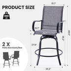 Soohow Outdoor Bar Stools Set of 4, Swivel Patio Barstools with Textilene Fabric, Height Top Patio Chair 360° Swivel, All Weather Use, Ergonomic Comfort Bar Height Tall Outdoor Stools for Balcony