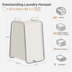STORAGE MANIAC Metal Rack Laundry Hamper, 85L Large Laundry Basket with Convenient Handle, Freestanding Dirty Clothes Hamper for for Dorm, College, Small Space, Closet, Bedroom, Beige