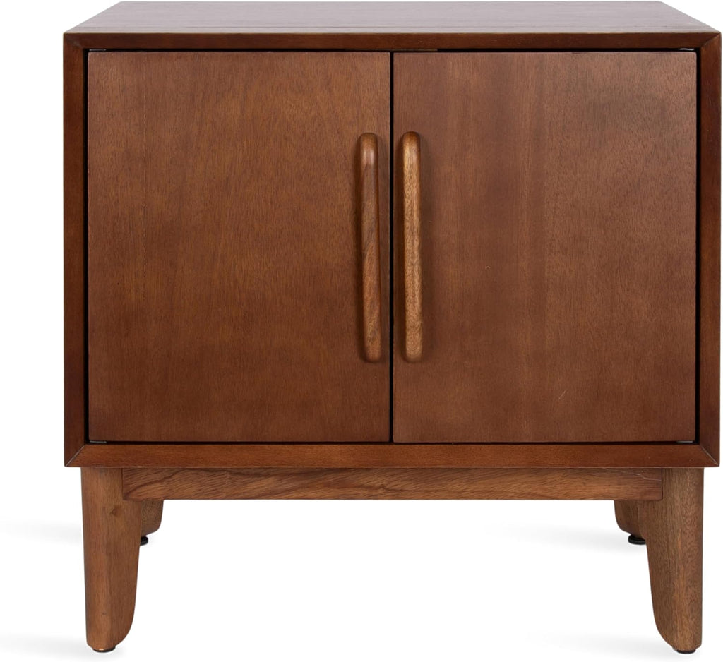 Kate and Laurel McCutcheon Modern Mango Wood Side Table with Storage Cabinet, 22 x 14 x 22, Walnut Brown, Transitional Wooden End Table for Use as Bedroom Nightstand or Entryway Decor Accent