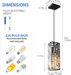 Black Pendant Lighting Modern Pendant Light, Mini Crystal Chandeliers,Adjustable Pendant Light Fixture for Kitchen Island Dinning Room Bedroom (3 Pack)
