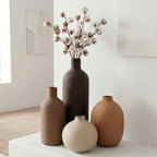 Ceramic Vase Set of 4, Decorative Neutral Modern Flower Vases for Home Decor, Living Room, Shelf Decor, Bookshelf, Kitchen, Centerpiece, Table, Bedroom, Office, Farmhouse