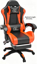 Ergonomic Gaming Chair with Footrest for Adults, Reclining High-Back Computer Chair with Lumbar Support & Headrest, PU Leather Height Adjustable Gaming Chair with Linked Armrests, Orange Black