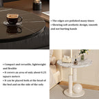 Creative Metal End Table, Living Room Coffee Table with Marble Tabletop, Modern Geometric Decorative Table for Sofa Bedroom Apartment Reception Area Hotel(Width 23.6in/60cm, Black-White Base)