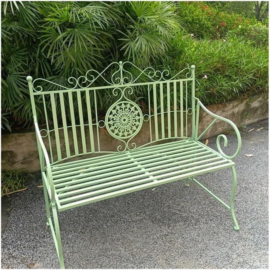 Patio Benches Outdoor Wrought Iron Furniture Set, Garden Balcony Chair & Coffee Table for Courtyard Villa