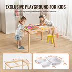 VEVOR Sensory Table for Toddlers, Kids Activity with 3 Foldable Storage Bins & Double-Sided Board, Indoor/Outdoor Play Sand and Water Table, Wooden Kids Sensory for Drawing Studying