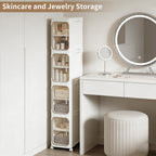 LXLXXL Narrow Storage Cabinet Slim Bathroom Storage Cabinet with Movable Wheels Tall Bathroom Organizer Skinny Cabinet for Small Spaces，2-Tier Beige