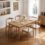 Solid Wood Dining Chairs Set of 2, Mid Century Modern Kitchen Chairs with Leather Upholstered Seat, Elegant Natural Wood Side Chairs for Dining Room, Kitchens,Restaurants, Cafes