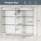Lighted Medicine Cabinet with Mirror, Plug-in or Hardwired, Anti-Fog/3 Colors/Dimmable, AL Alloy, 2 Outlets & USBs, ETL Listed, Wall Mount or Recessed Bathroom Medicine Cabinet, 20x26 Inch