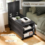 Rreyet End Table with 2 Open Storage Space & 15" Large Cube Storage, Adjustable Shelf, Modern Nightstand, Minimalist Sofa Side Table for Living Room, Bedroom, Office (2, Black)