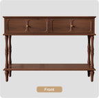 ARTPOWER Console Table with Drawers for Entryway, Mid-Century Entryway Table with Storage, Brown Narrow Entryway Table with Open Shelf Behind Sofa for Living Room, Foyer, Hallway