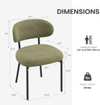 Upholstered Dining Chairs Set of 2, Modern Fabric Kitchen Chairs with Curved Backrest and Cushioned Seat, Sturdy Metal Legs, Modern Dining Chairs for Kitchen Dining Room, Living Room,Green