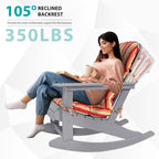 Sundale Outdoor Adirondack Rocking Chair with Cushion, HDPE Patio Plastic All Weather Adirondack Rocker, Water Resistant for Outside, Garden, Pool, Yard, Grey