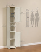 SONGMICS HOME 67-Inch Tall Bathroom Storage Cabinets, Superfast Toolless Assembly, 11.8-Inch Wide Slim Narrow Freestanding Cabinet with Adjustable Shelves, Kitchen Living Room, 2 Pack, Rustic White