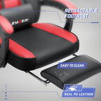 LEMBERI Big and Tall Gaming Chair 400lb Capacity, Heavy-Duty Office Chair with Reinforced Footrest, Wide Seat High Back PC Desk Chair with Linkage Armrests, Thickened Steel Frame, PU Leather, Red