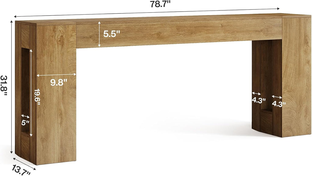 Tribesigns 79-Inch Extra Long Console Tables for Entryway, Farmhouse Narrow Sofa Table Behind Couch with Thick Legs, Wooden Entryway Accent Furniture for Living Room, Hallway, Foyer, Light Brown