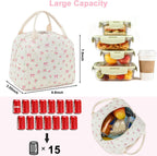 BTOOP Lunch Box for Women Men Cute Corduroy Lunch Bags Large Capacity Insulated Lunch Tote Bag For Work Travel Or Picnic (Pink Bow Floral-1)
