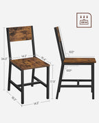 VASAGLE Extendable Dining Set, Dining Table with 2 Chairs, for Kitchen, 33.3-47.3 Inches Wide, Steel Frame, Rustic Brown and Ink Black LDC092B01V1-03