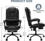 HOFFREE Massage Office Chair with Foot Rest 7 Points Vibration Ergonomic Executive Desk Chair Leather Computer Office Chair Black