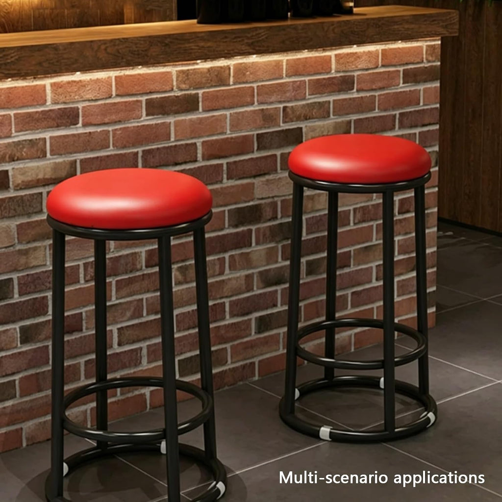Backless Counter Stools, Mid-Century Modern Counter Stools, Office Chair, Comfortable Upholstered, for Pub Coffee Home Dinning Kitchen Island(Browns,65cm/26in)