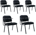 HNY Black Tablet Arm Chairs Set of 5, Mesh Office Waiting Room Guest Nesting Stacking Chairs, Reception Chairs with Flip-Up Table Conference Chair for School Classroom Training Meeting Room