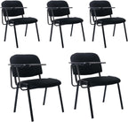 HNY Black Tablet Arm Chairs Set of 5, Mesh Office Waiting Room Guest Nesting Stacking Chairs, Reception Chairs with Flip-Up Table Conference Chair for School Classroom Training Meeting Room