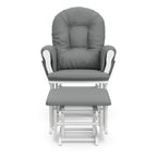 Storkcraft Premium Hoop Glider & Ottoman (White/Gray) — GREENGUARD Gold Certified Nursery Glider, Solid Wood Craftsmanship, Smooth-Gliding, Award-Winning
