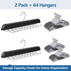 2 Pack Tie Rack Space Saving Hanger, Wooden Tie Hanger for Men with 40 Hooks for Closet Organizers and Storage, Large Capacity Necktie Organizer for Ties, Belts, Tank Top Closet Organization