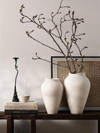 White Ceramic Vase - Large 11.8 Inch Tall Floor Vase for Centerpieces, Farmhouse Flower Vases, Rustic Minimalist Home Decor for Living Room, Enterway, Wedding (Sandstone White)