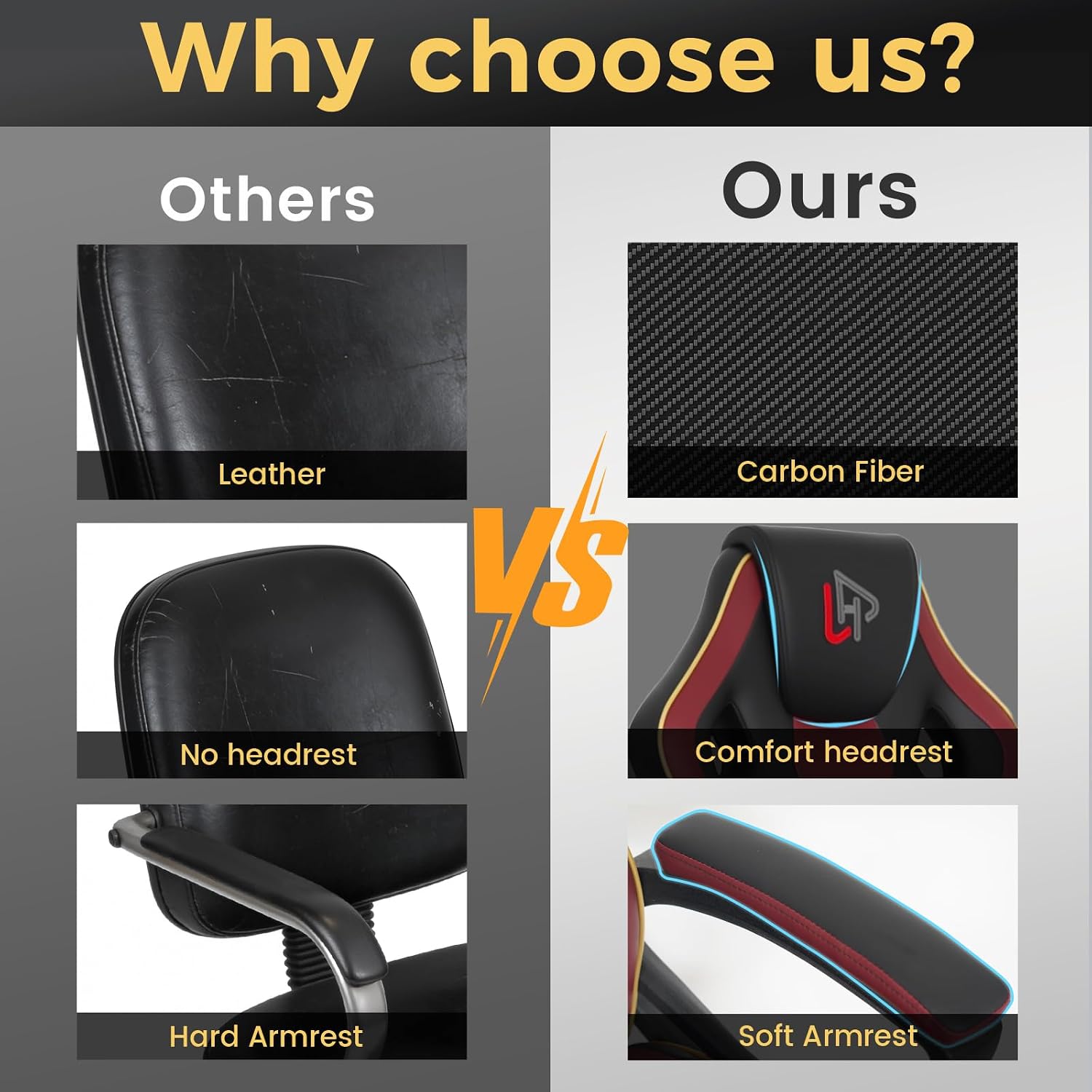 HapGIFT Computer Chair, Racing Style Gaming Chair with Link Armrest, Ergonomic PC Office Chairs for Adults Teens, Height Adjustable Video Game Chairs for Home, Swivel PC Chair, 300lbs (BLACK RED)