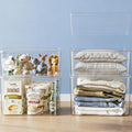 Clear plastic storage bins with LIDS,storage containers for snacks, cosmetics, books, dog food, Storage Organizer for Nursery，Kitchen, Living room,Bedroom, Bathroom, Office(clear, 2XL+2L)