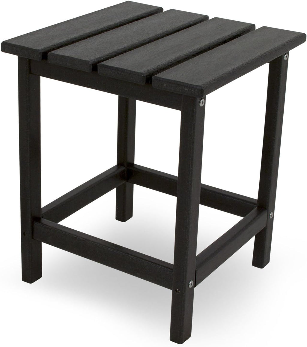 Polywood Classic Adirondack Chair & Long Island Side Table Bundle, Black