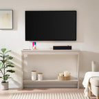 Console Table with Power Outlet and USB Port, 47" Long Behind Couch Table with Charging Station, Narrow Sofa Table for Entryway, Living Room, Foyer, Hallway, White Oak Grey