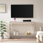 Console Table with Power Outlet and USB Port, 47" Long Behind Couch Table with Charging Station, Narrow Sofa Table for Entryway, Living Room, Foyer, Hallway, White Oak Grey
