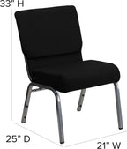 Flash Furniture HERCULES Series 21''W Stacking Church Chair in Black Fabric - Silver Vein Frame