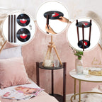 Roowest Vinyl Record Table 2 Tier Round Side Table with Storage Shelf Retro Record Desk Music Theme Home Decoration for Room Bedroom Plant Stand 1950's Rock and Roll Music Birthday Party Decor