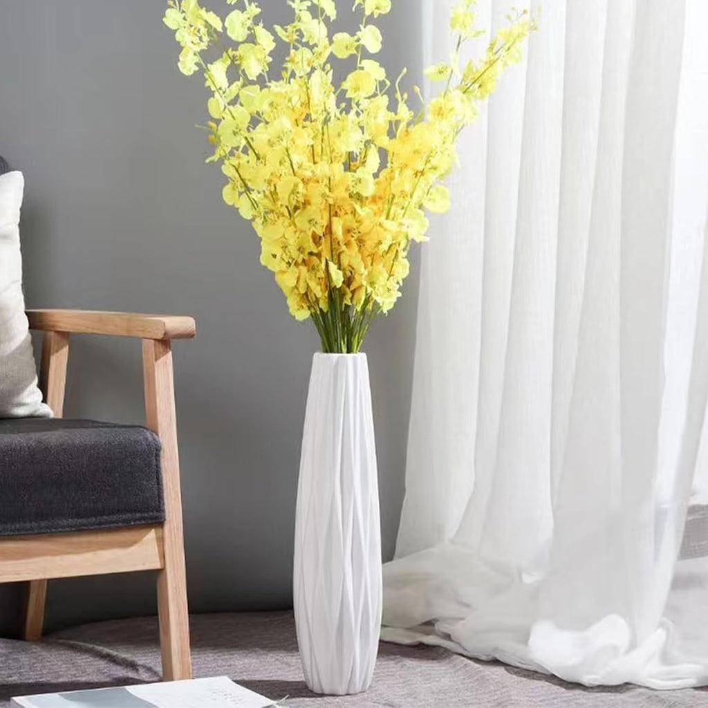 White Ceramic Vase, 18" Tall Vase for Floor Table Decorative Large Vases for Living Room Modern Home Decor Office Bedroom, Big Standing Flower Vase with Glossy Glaze