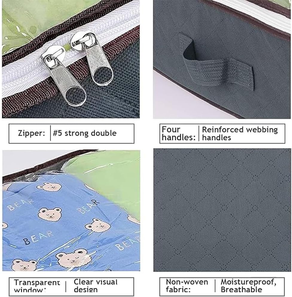 1 set of under bed storage bag, 90L under bed storage box, foldable under bed storage bag, used for blankets, towels, blankets, sweaters, pillows, gray