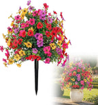 SakerPlus Artificial Petunias with Ground Stake, 22" Outdoor Faux Flowers for Garden, Yard, Planter and Porch, Lifelike Decorative Flowers for Indoor Outdoor Home Decor (1 Pack)