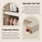 IFBUY 71" Tall Arched Bathroom Storage Cabinet, 8-Tier Modern Farmhouse Storage Cabinet with Adjustable Shelves, Wood Freestanding Cabinet for Bathroom, Living Room, Entryway, Hallway (Cream)