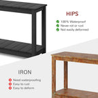 Stoog Outdoor Console Table, All-Weather 2-Tier Patio Console Table with Adjustable Feet, Low Maintenance, for Backyard, Garden, Entryway, and Deck, Black