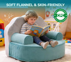 Snuggly Toddler Chair Soft Kids Sofa Cozy Kids Chairs Comfy for Toddlers 1-3, Plush Child Seat with Carry Handle Green Shell