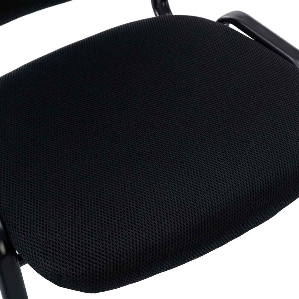 Stackable Office Guest Chairs, Reception Waiting Room Chairs with Padded Seat & Back, Armless No Wheels Conference Chairs for Office Meeting Lobby, Set of 10, Black Mesh Fabric