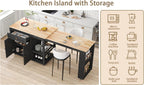 78"-49" Extendable Rolling Kitchen Island with Extended Dining Table, Mobile Kitchen Storage Islands with Storage Drawers, 2-Tier Storage Shelf,Black